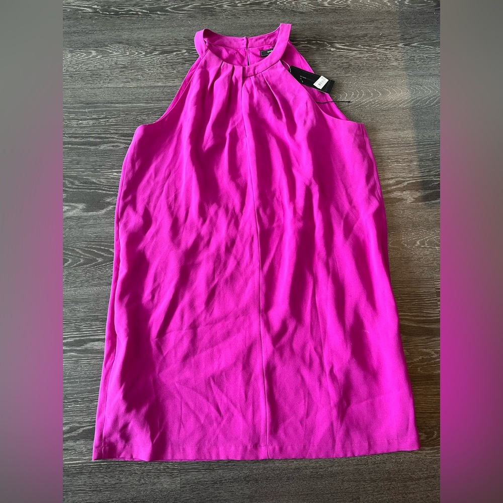 NWT | BCBG Maxazria | Tristyn Pleated Halter Dress | Magenta | L - Picture 5 of 6